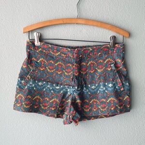 Free People | Linen Abstract Colorful Chevron Cheeky Chino Shorts